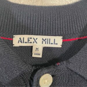 Alex Mill Men's Cotton Blend Button Up Collared Navy Long Sleeve Sweater Med